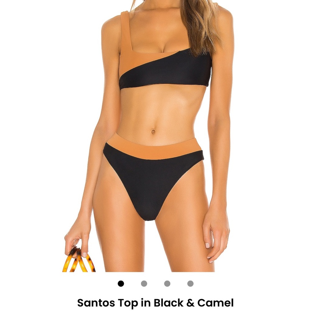 Camila Coelho Black and Tan Asymmetrical Bikini